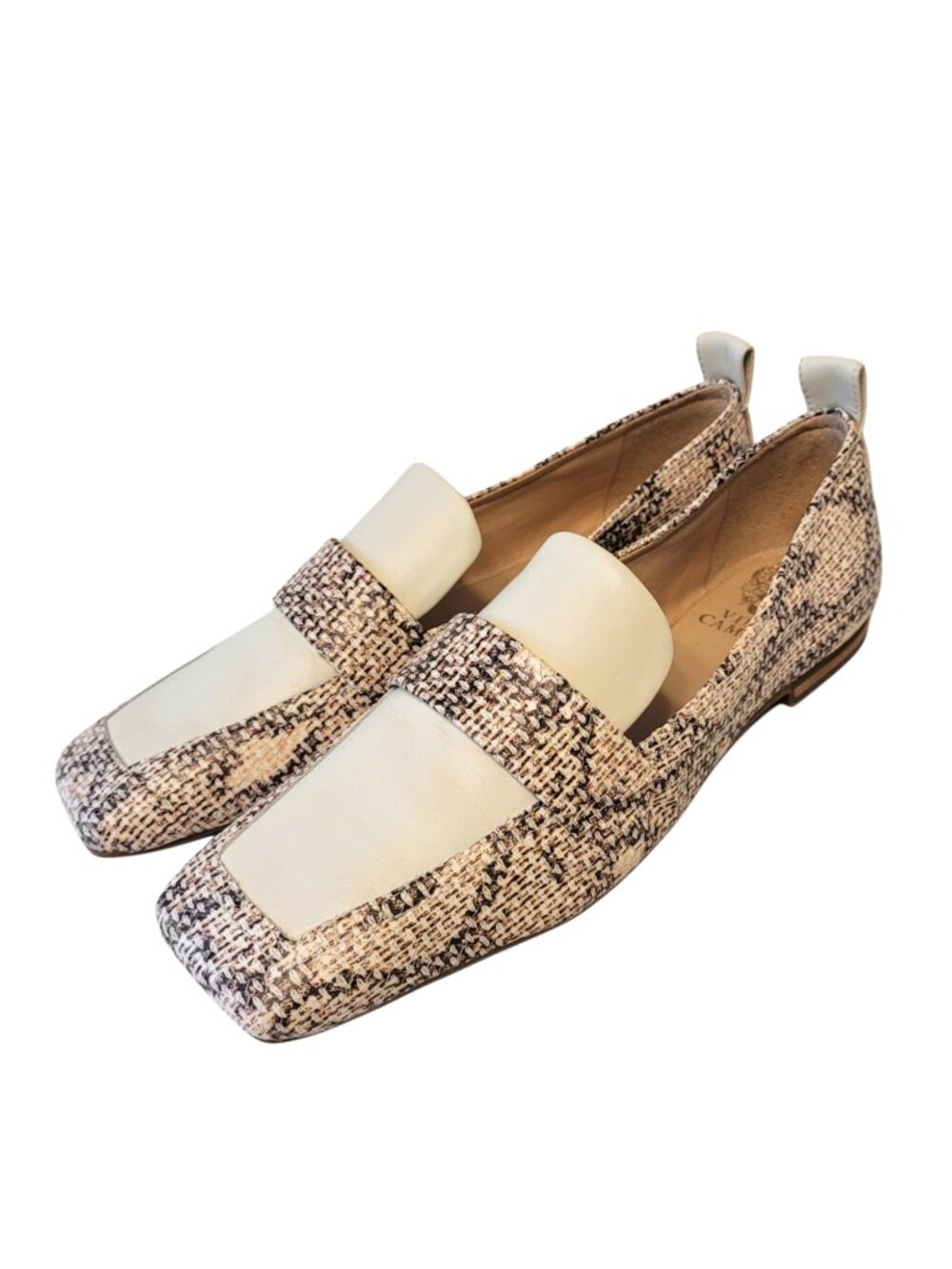 Vince Camuto Emenlyn Leather Reptile Plaid Print Loafers